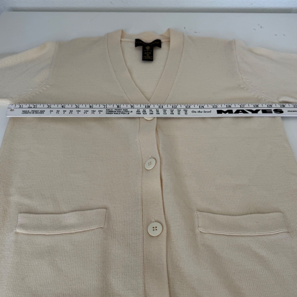 Classiques Entier Cream Sweater Merino‎ Wool V-Neck Long Cardigan XS - Picture 8 of 11